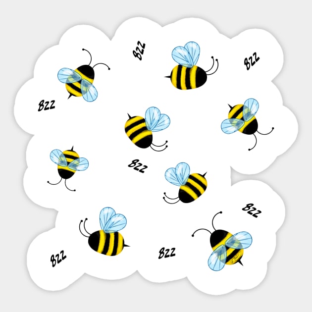 Busy Buzzing Bumblebees Sticker by Mozartini